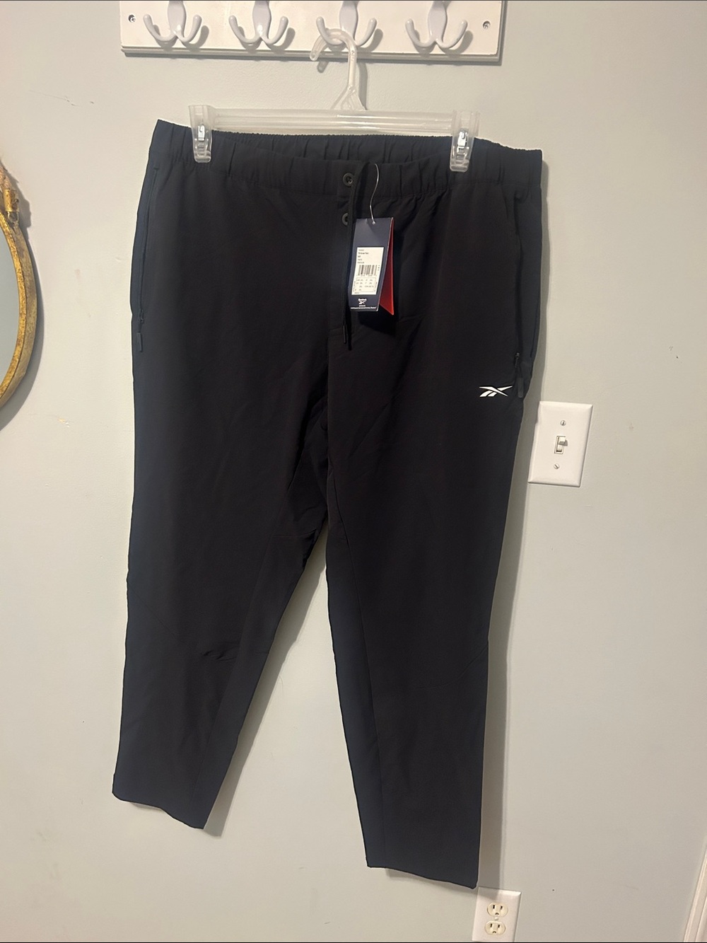 Reebok Black Performance Joggers with White Logo